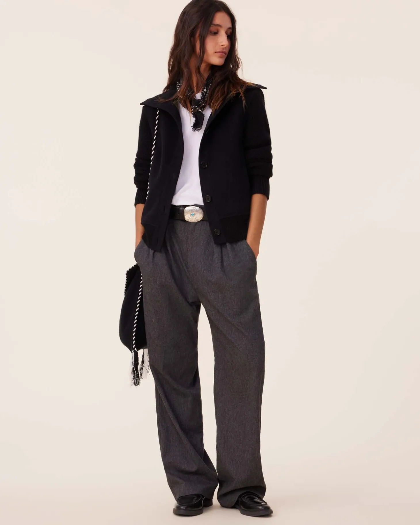 Blouson Cachemire Tisse Manches Mailles