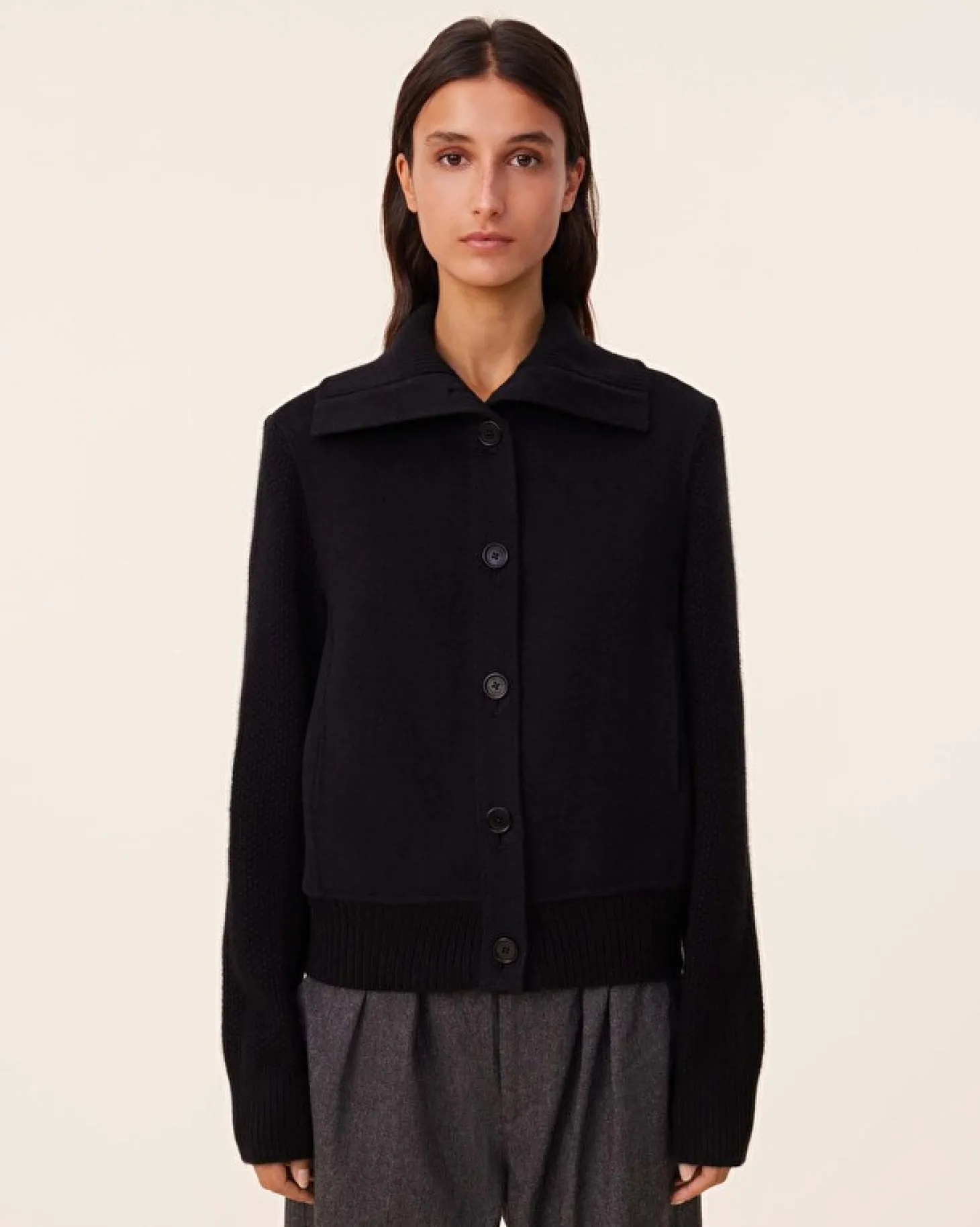 Blouson Cachemire Tisse Manches Mailles