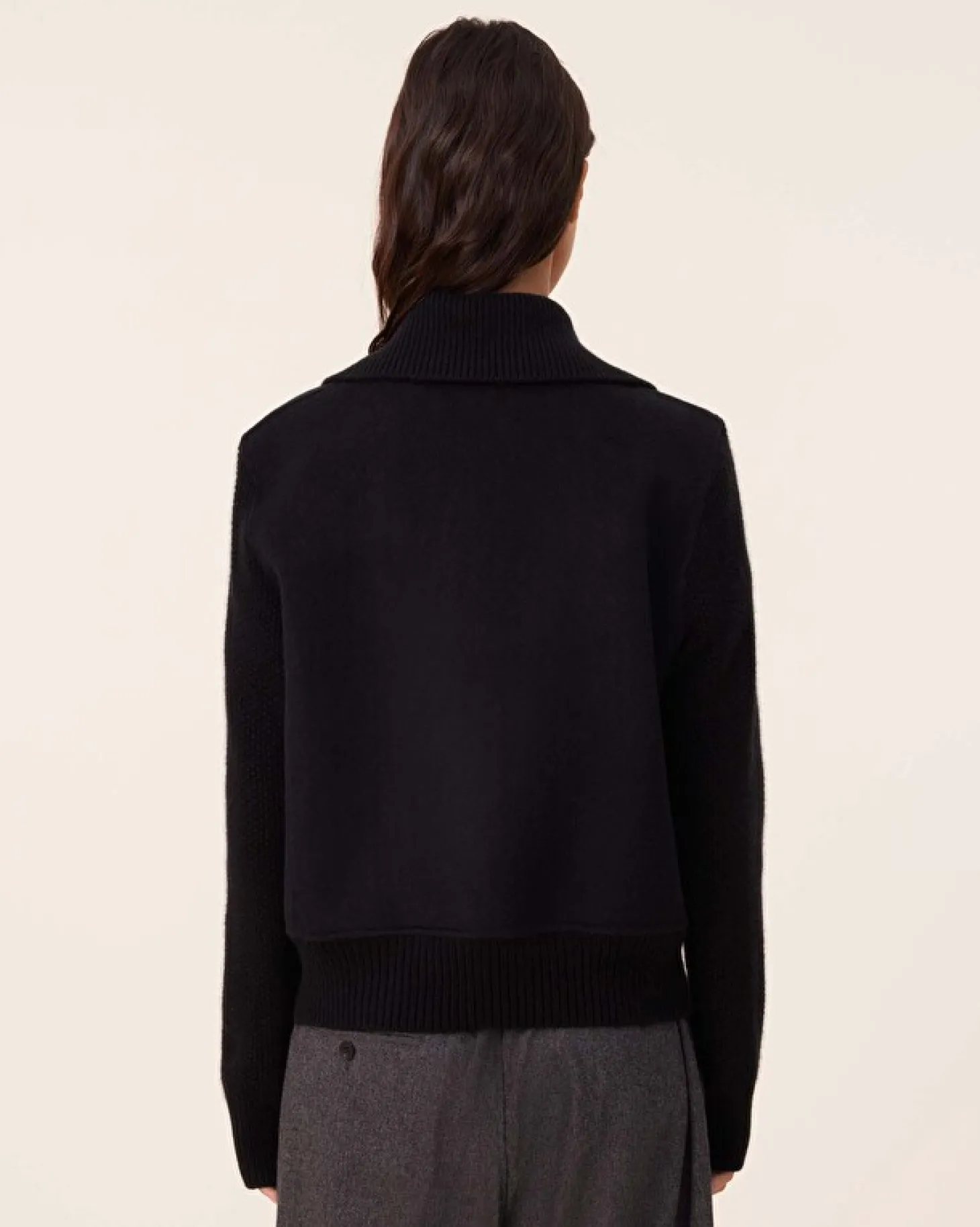 Blouson Cachemire Tisse Manches Mailles