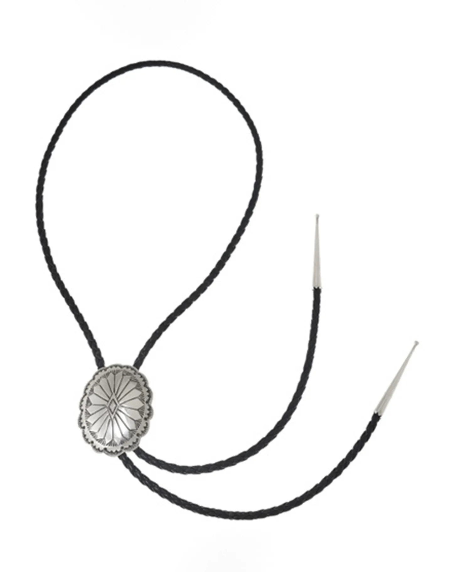 Bolo Tie En Massif 925/1000E Avec Lacet En Cuir