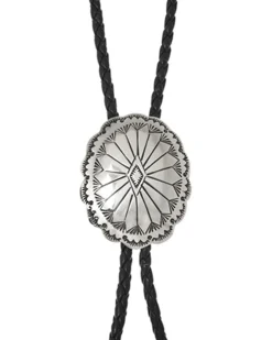 Bolo Tie En Massif 925/1000E Avec Lacet En Cuir