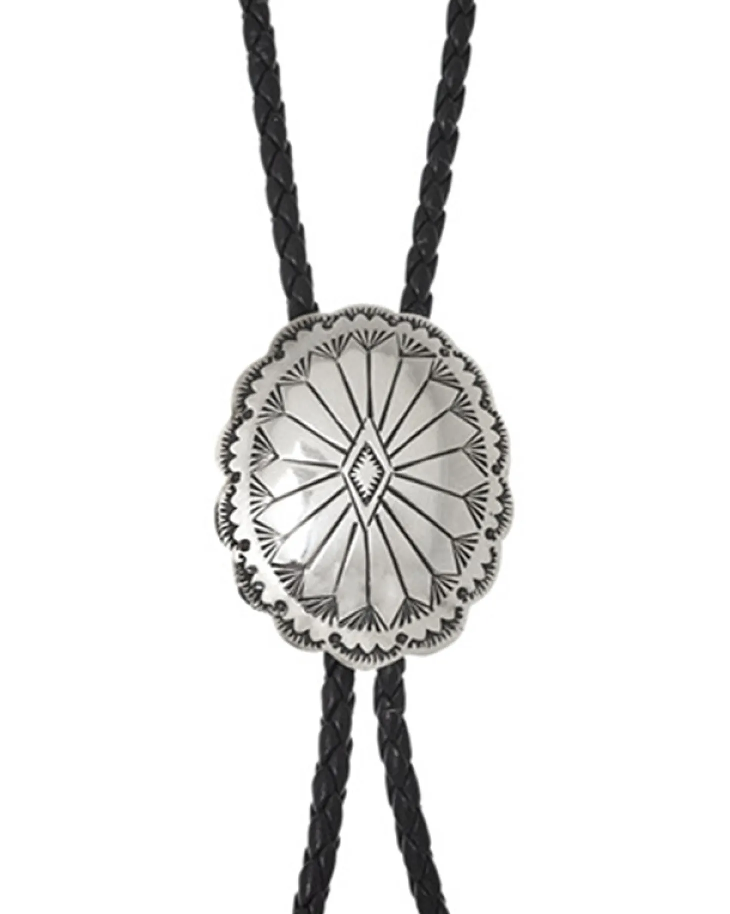Bolo Tie En Massif 925/1000E Avec Lacet En Cuir