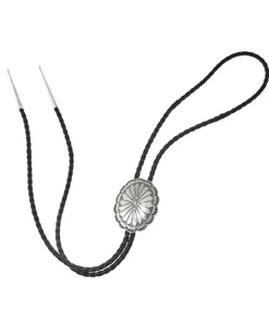 Bolo Tie En Massif 925/1000E Avec Lacet En Cuir