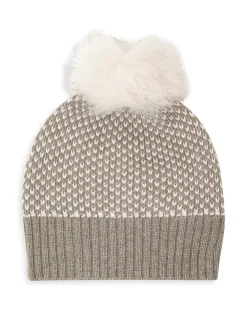 Bonnet Cachemire Bicolore Pompon