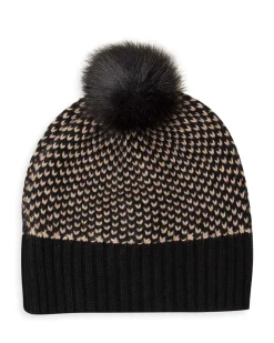 Bonnet Cachemire Bicolore Pompon