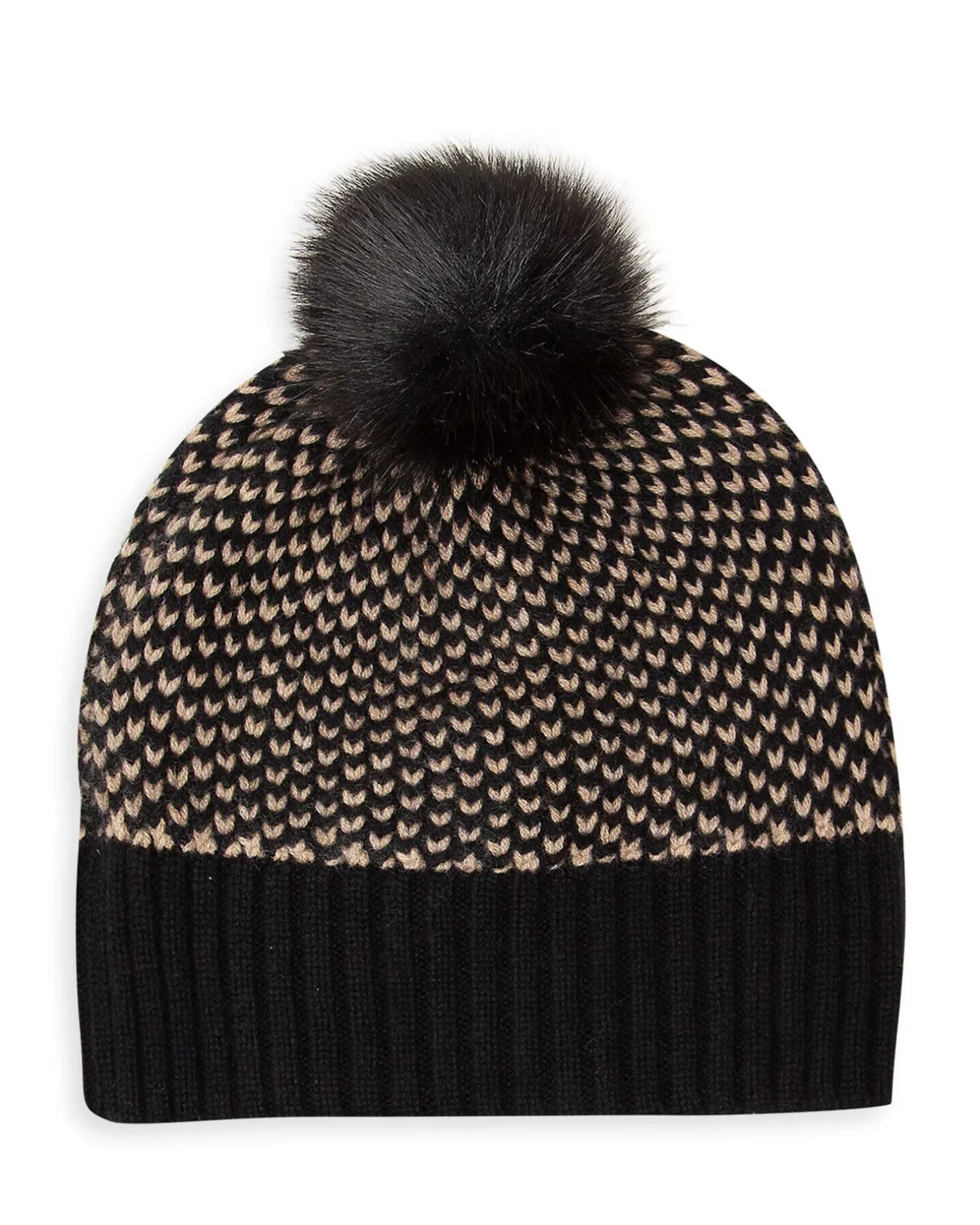 Bonnet Cachemire Bicolore Pompon
