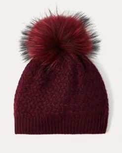 Bonnet Cachemire Natte Avec Pompon