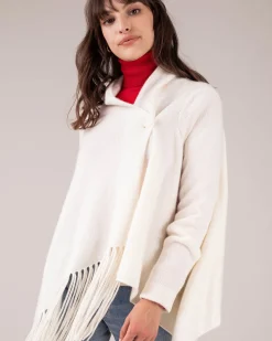 Cardigan Cachemire Col Chale A Franges