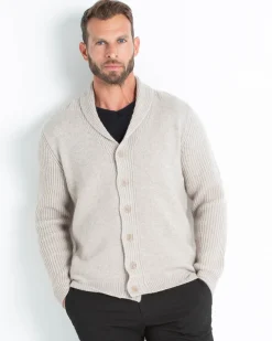 Cardigan Cachemire Col Chale Droit