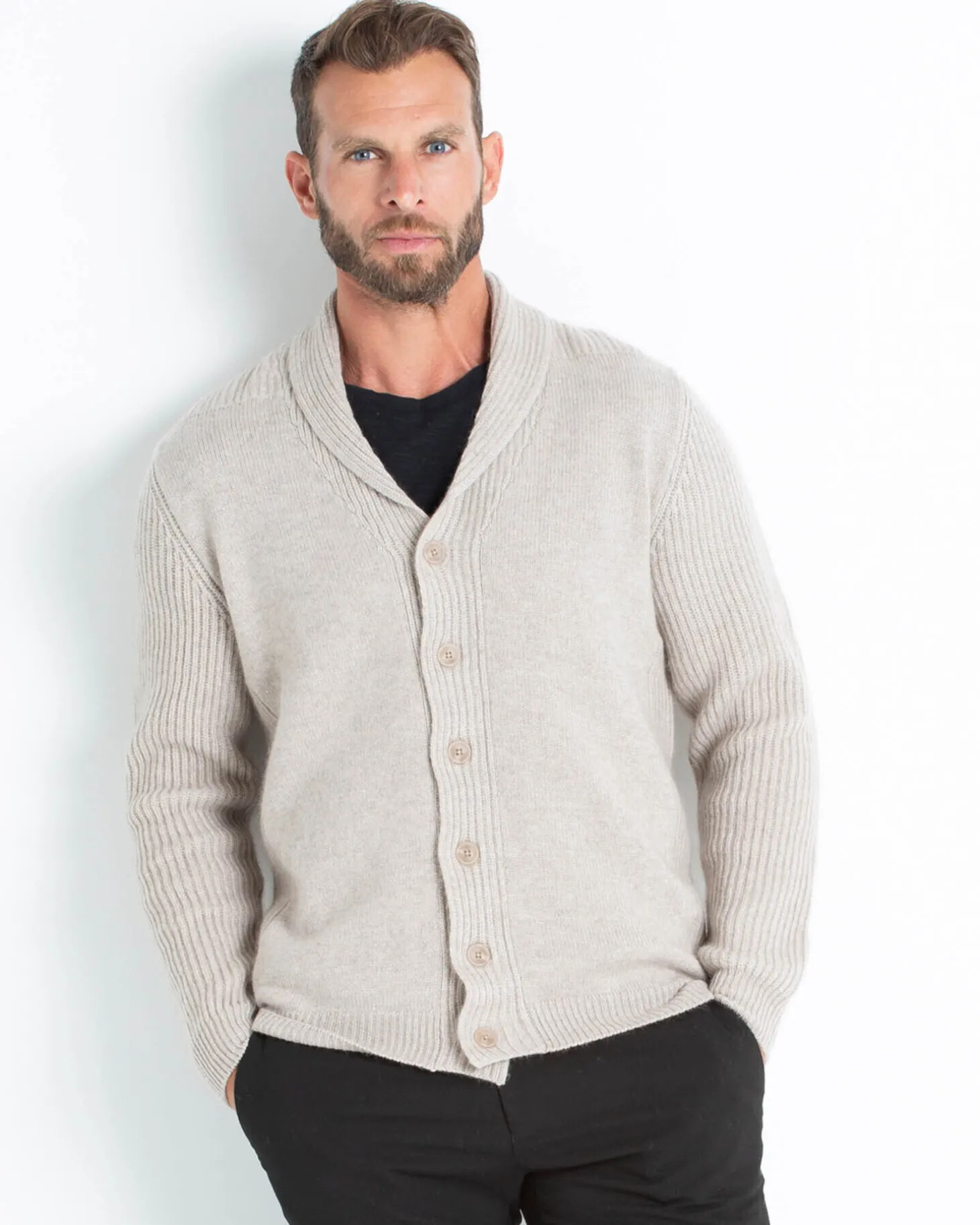 Cardigan Cachemire Col Chale Droit