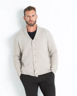 Cardigan Cachemire Col Chale Droit