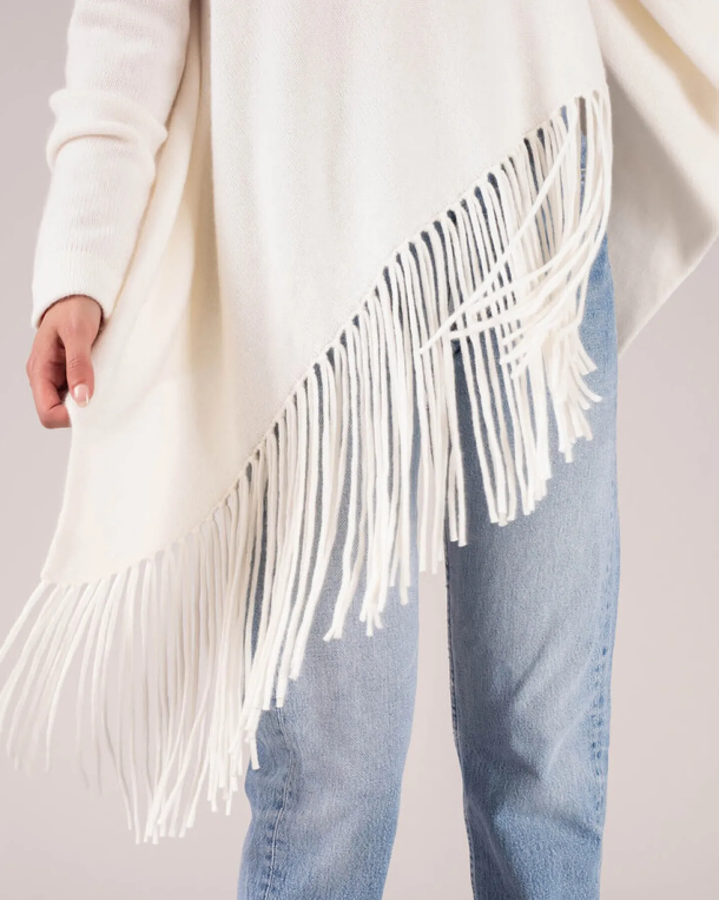 Cardigan Cachemire Col Chale A Franges