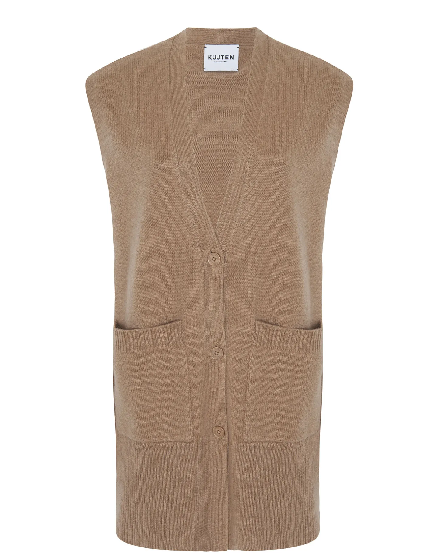 Cardigan Cachemire Col V Sans Manches