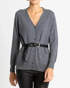 Cardigan Cachemire Col V Droit Uni