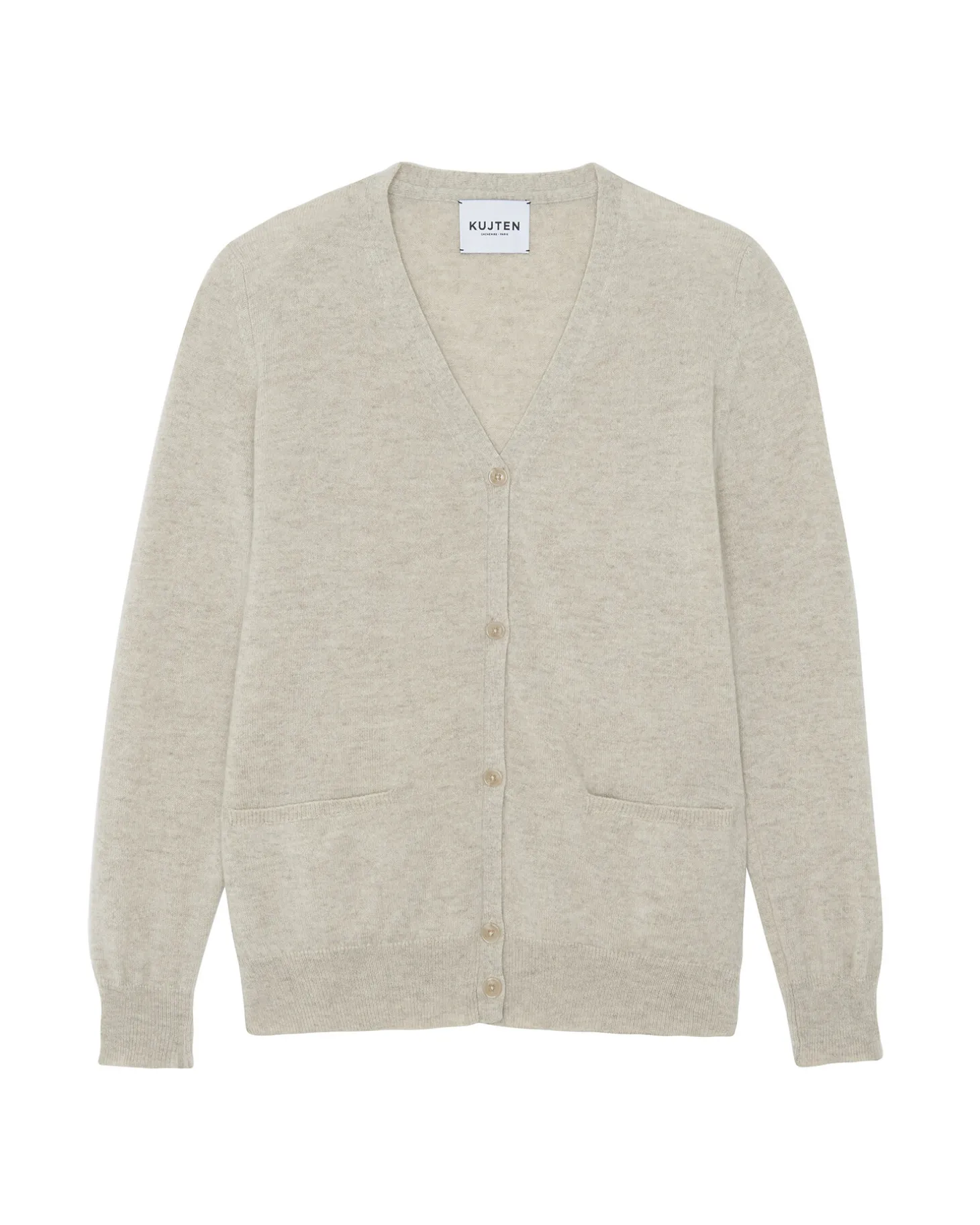Cardigan Cachemire Col V Droit Uni