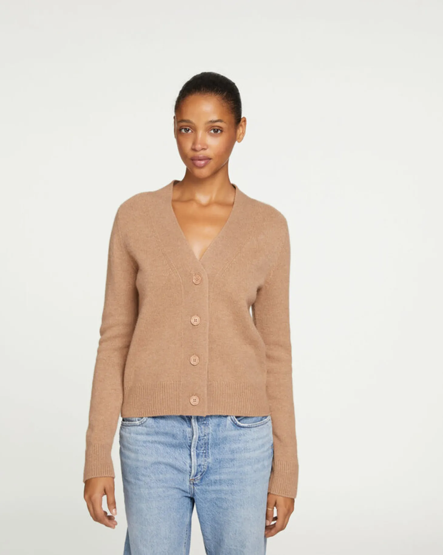 Cardigan Cachemire Court, 4 Fils