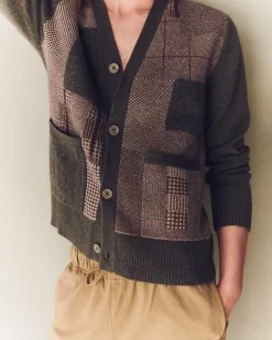 Cardigan Cachemire Long Patchwork, 4 Fils