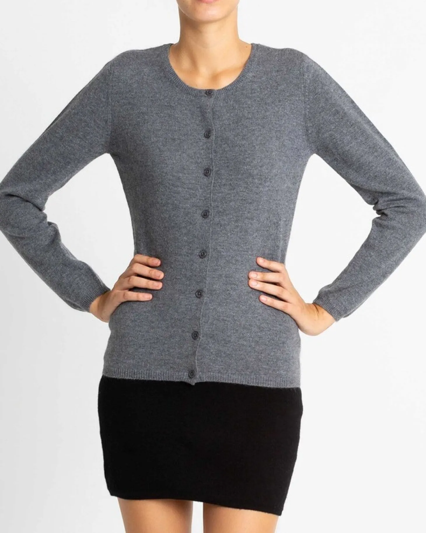 Cardigan Col Rond Manches Longues Basic