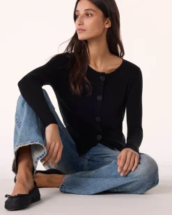 Cardigan Court Cachemire Et Soie Femme