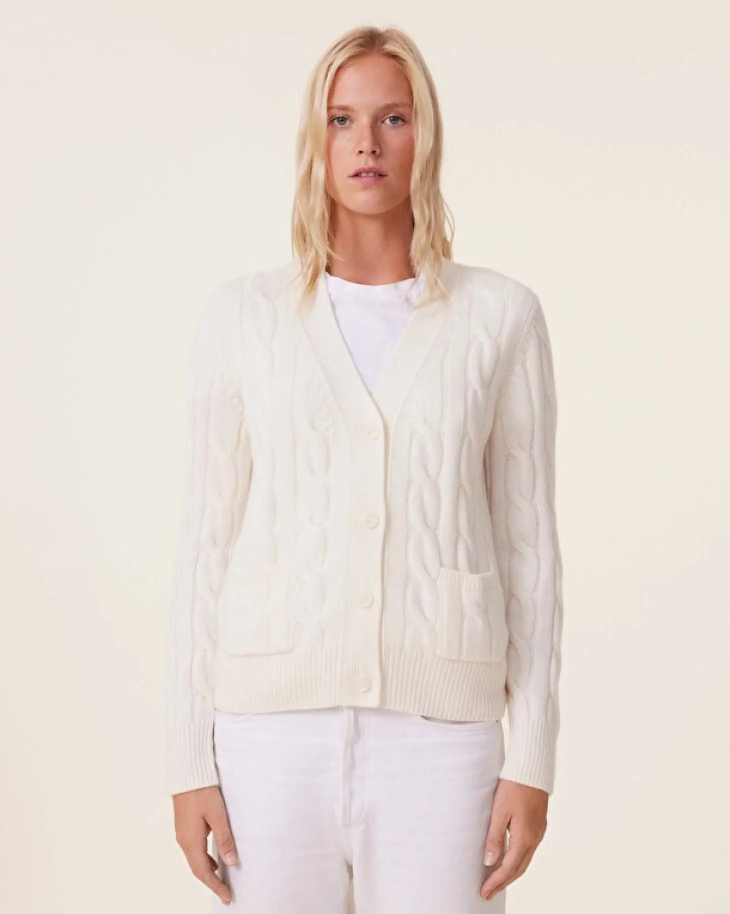 Cardigan Court Cachemire Torsade, 8 Fils