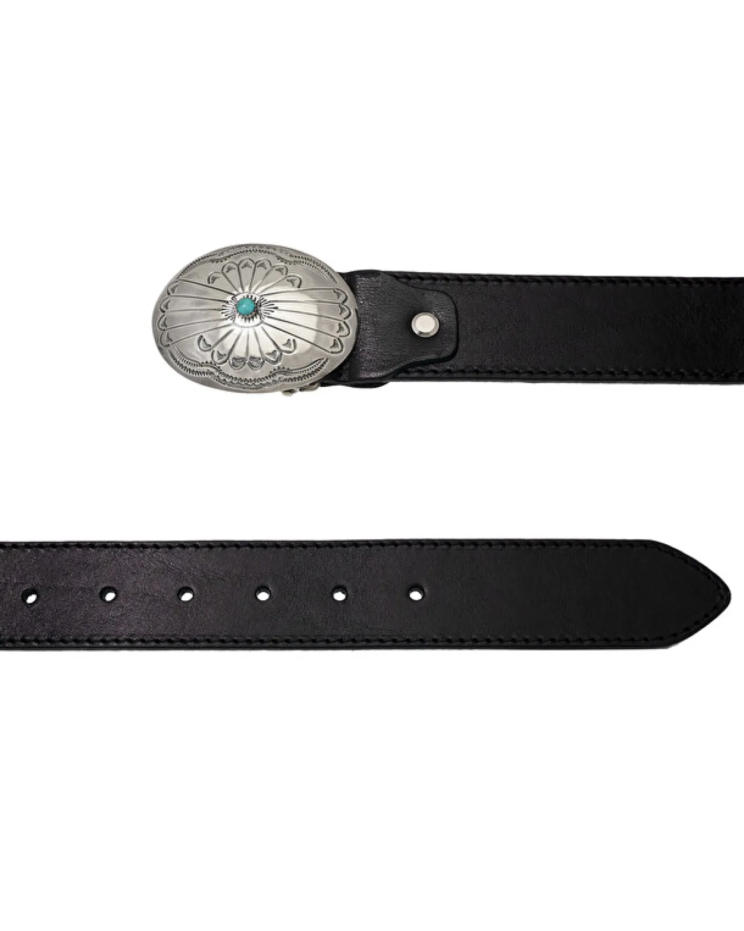 Ceinture En Cuir Avec Boucle En 925/1000E Et Turquoise