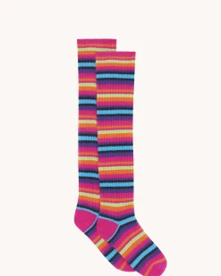 Chaussettes Cachemire Rayees, 2 Fils