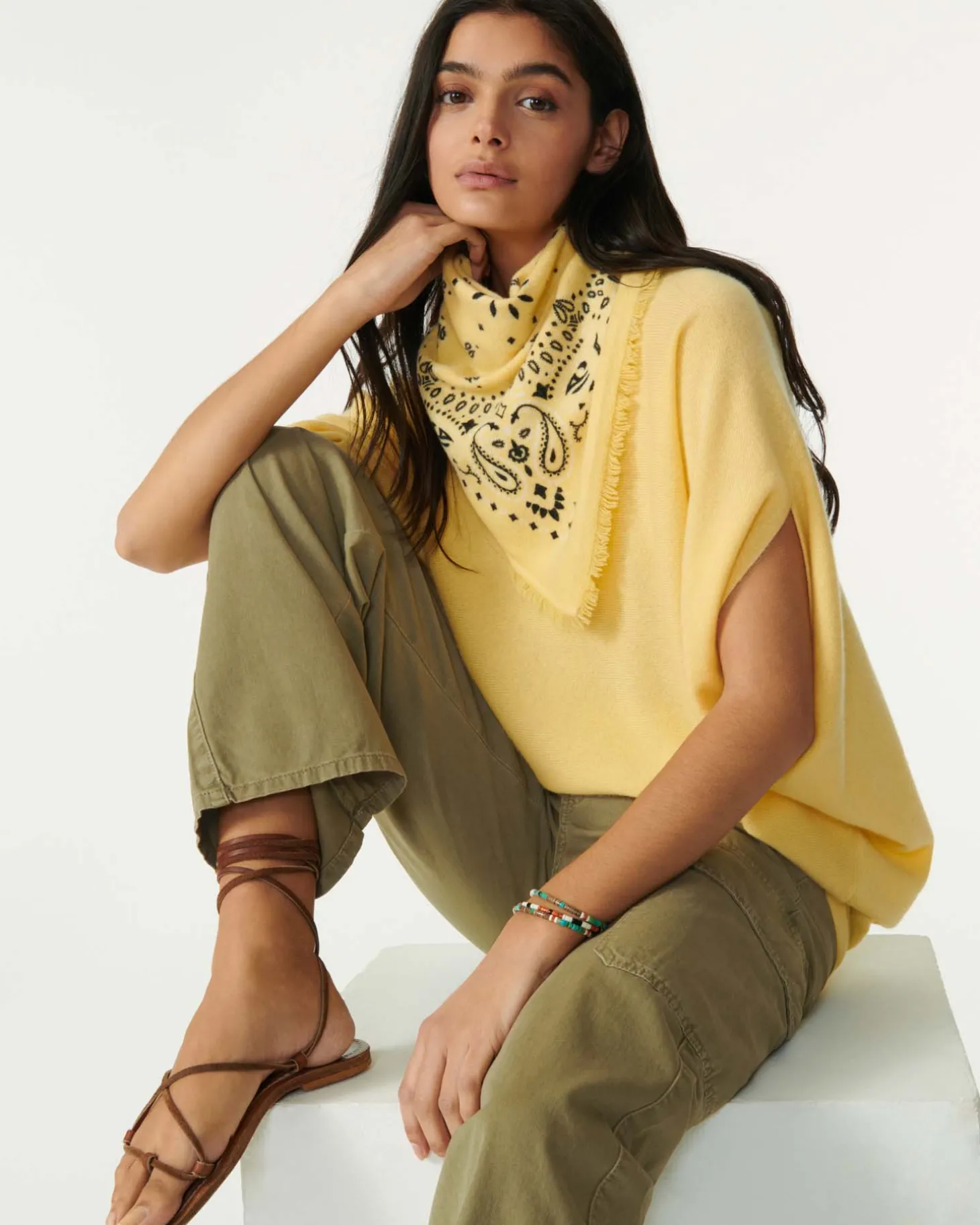 Col V Oversize Sans Manches Cachemire