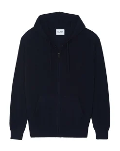 Gilet Cachemire A Capuche Zippe Homme, 2 Fils