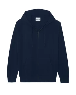Gilet Cachemire A Capuche Zippe Homme