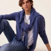 Gilet Cachemire A Capuche Zippe Homme, 2 Fils