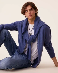Gilet Cachemire A Capuche Zippe Homme, 2 Fils