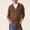 Gilet Cachemire A Capuche Zippe Homme, 2 Fils