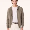 Gilet Cachemire A Capuche Zippe Homme