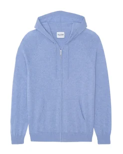 Gilet Cachemire A Capuche Zippe Homme