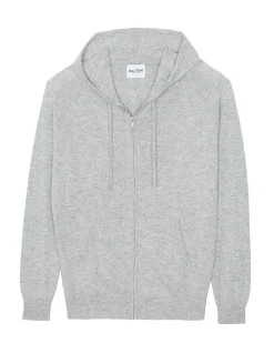 Gilet Cachemire A Capuche Zippe