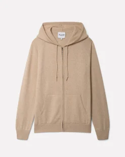 Gilet Cachemire A Capuche Zippe Homme