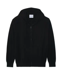 Gilet Cachemire A Capuche Zippe Homme