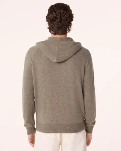Gilet Cachemire A Capuche Zippe Homme
