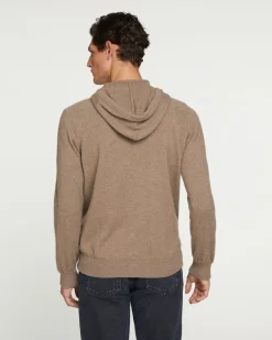 Gilet Cachemire A Capuche Zippe Homme, 2 Fils
