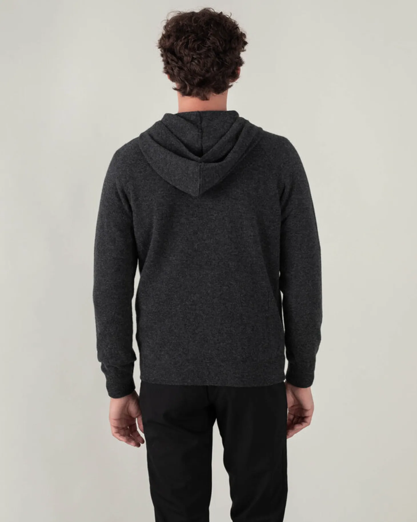 Gilet Cachemire A Capuche Zippe Homme