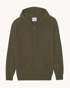 Gilet Cachemire A Capuche Zippe Homme, 2 Fils