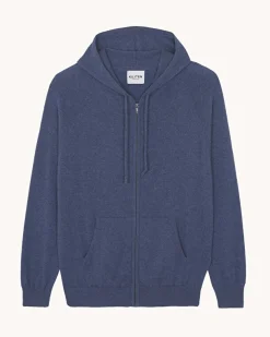 Gilet Cachemire A Capuche Zippe Homme, 2 Fils