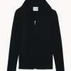 Gilet Cachemire Col Rond Zippe A Capuche, 2 Fils