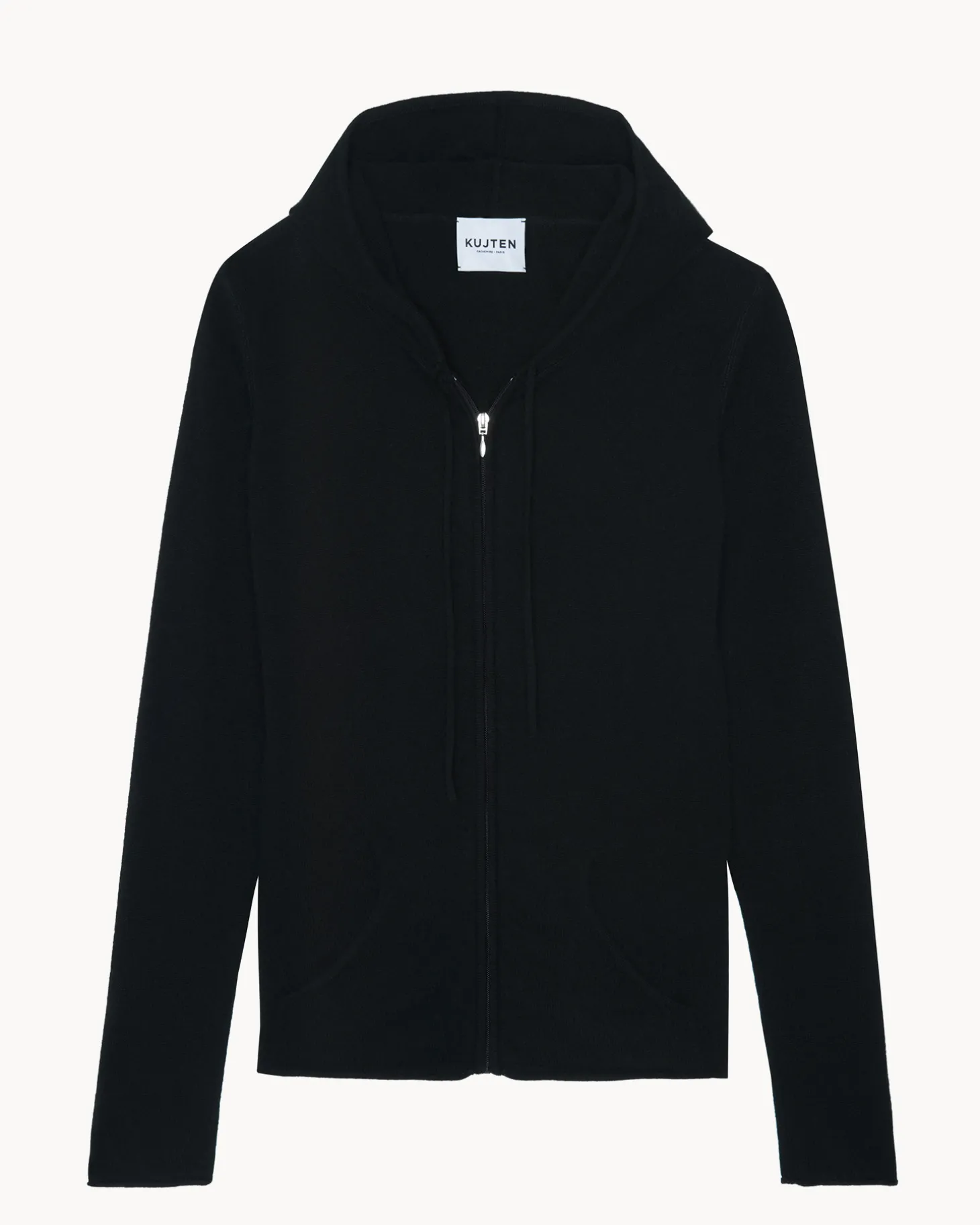 Gilet Cachemire Col Rond Zippe A Capuche, 2 Fils