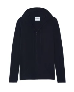 Gilet Cachemire Col Rond Zippe A Capuche