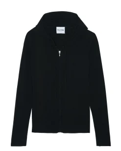 Gilet Cachemire Col Rond Zippe A Capuche