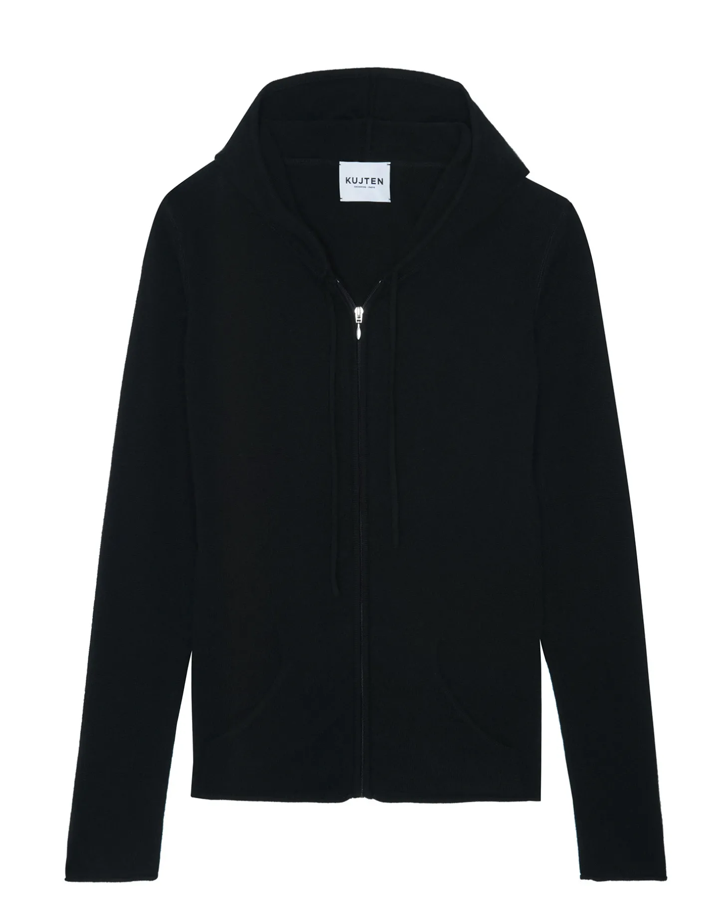 Gilet Cachemire Col Rond Zippe A Capuche