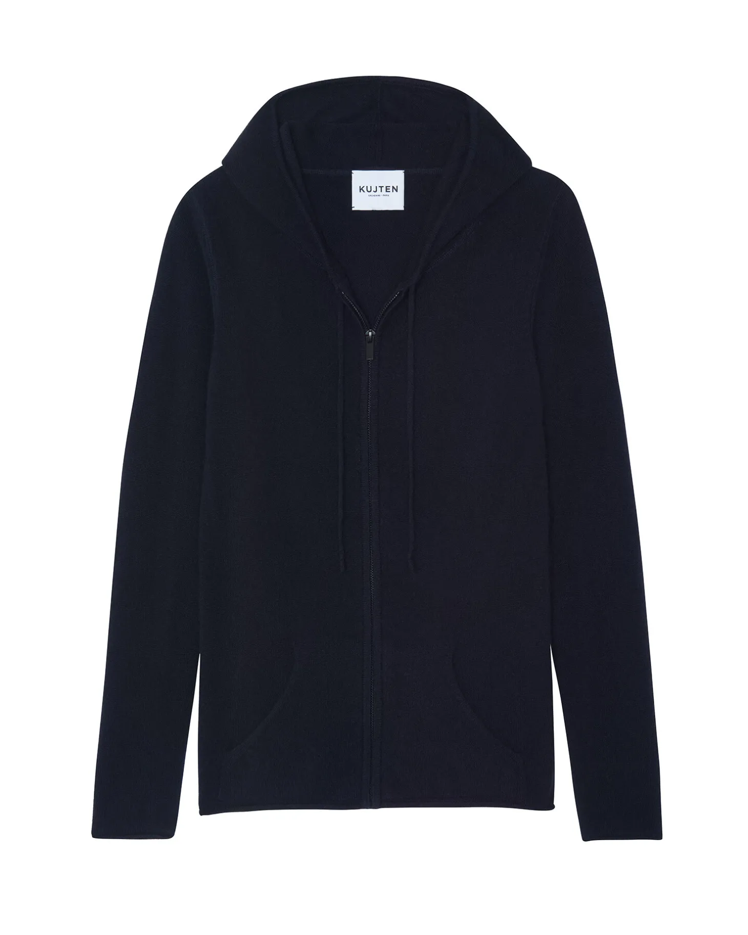 Gilet Cachemire Col Rond Zippe A Capuche