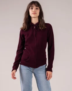 Gilet Cachemire Col Rond Zippe A Capuche