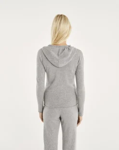 Gilet Cachemire Col Rond Zippe A Capuche